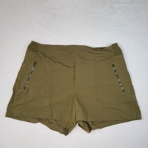 Athleta Trekkie North Shorts Olive green Mid-Rise Stretch Athleisure Sports 14